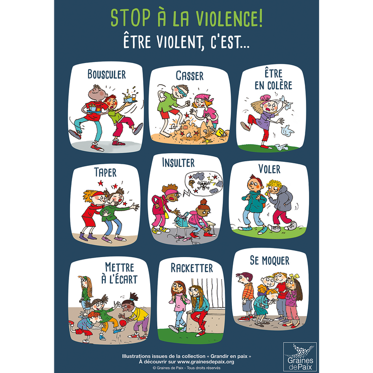 Poster « Stop à La Violence » – La Boutique De La Fondation Graines De Paix